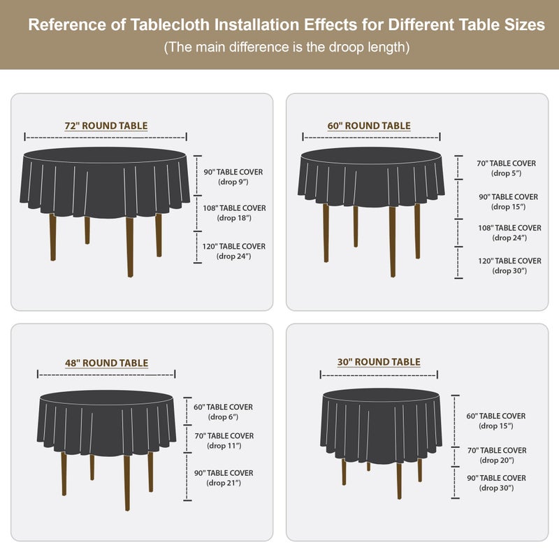 Obstal 210GSM Round Table Cloth, Water Resistance Microfiber Tablecloth, Decorative Fabric Circular Table Cover for Outdoor and Indoor Use (Grey, 60 Inch Diameter) - Image 4